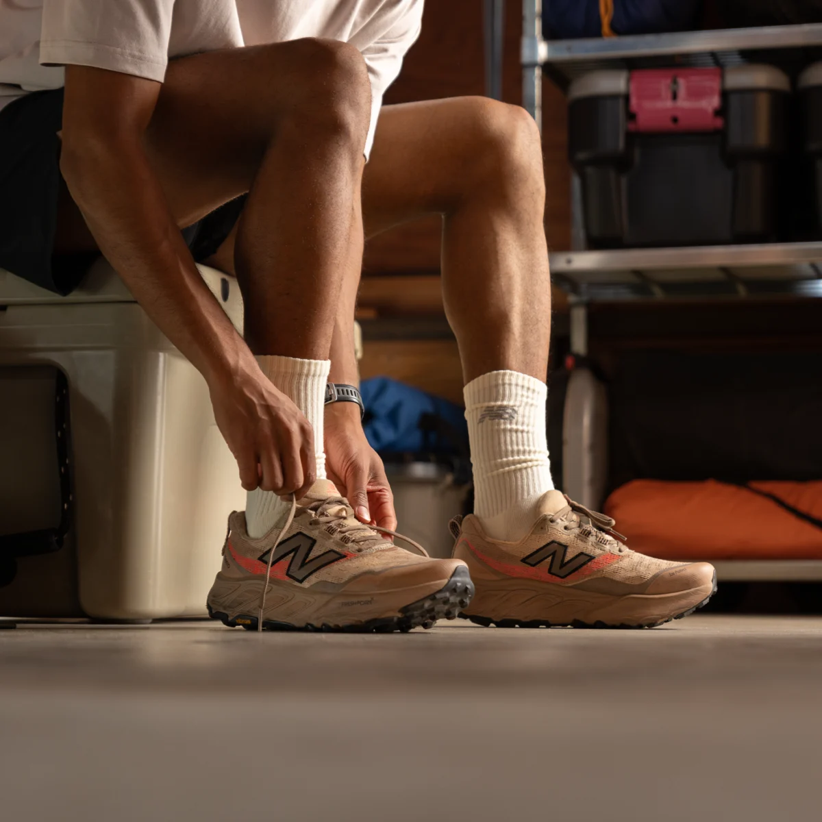 Detalle del upper y la puntera Toe Protect de la New Balance Hierro v9
